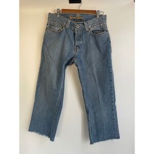 Guess Jeans Womens Light Wash Distressed Denim Cropped Jeans Size 33